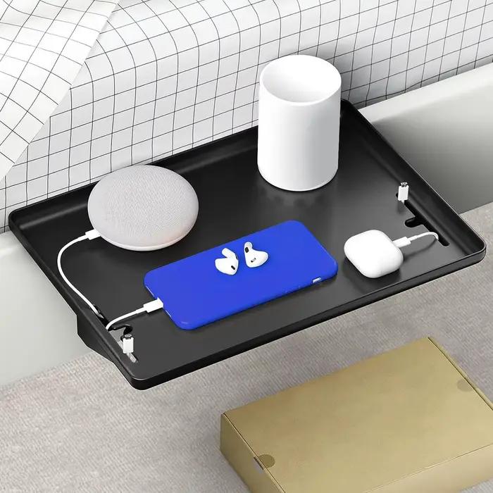 Étagère latérale de lit, Table de lit, trou de câble en forme de T, facile à installer, gain de plac