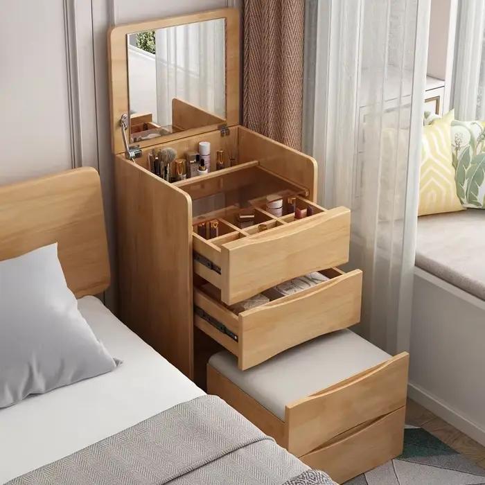 Table de maquillage en bois massif, petite chambre à coucher, vintage, simple, petit appartement, mi