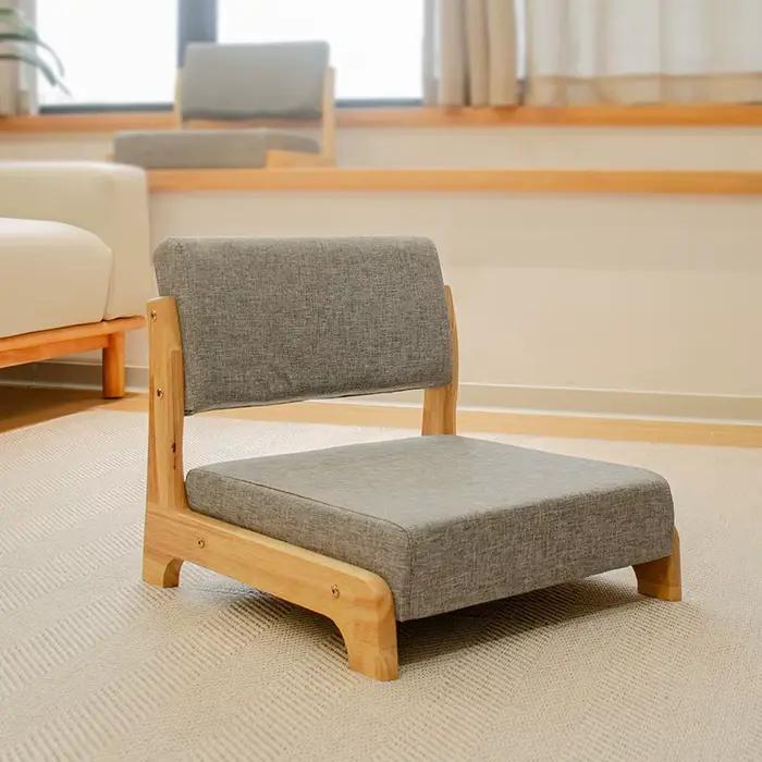 Chaise de sol en bois massif de Style japonais, siège Tatami à dossier bas pour baie vitrée, taboure