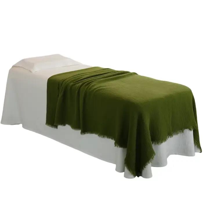 Couverture 200x150cm pour lit - Respirante et douce, couverture en tissu gaufré pour l'été et le pri
