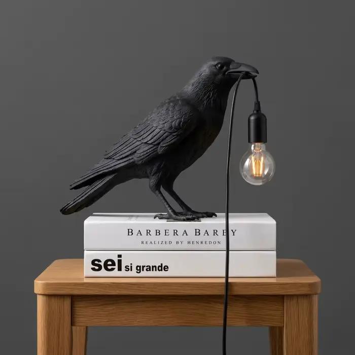 Lampe de table moderne Lucky Bird, design créatif en résine, animal, pour chambre à coucher, chevet,