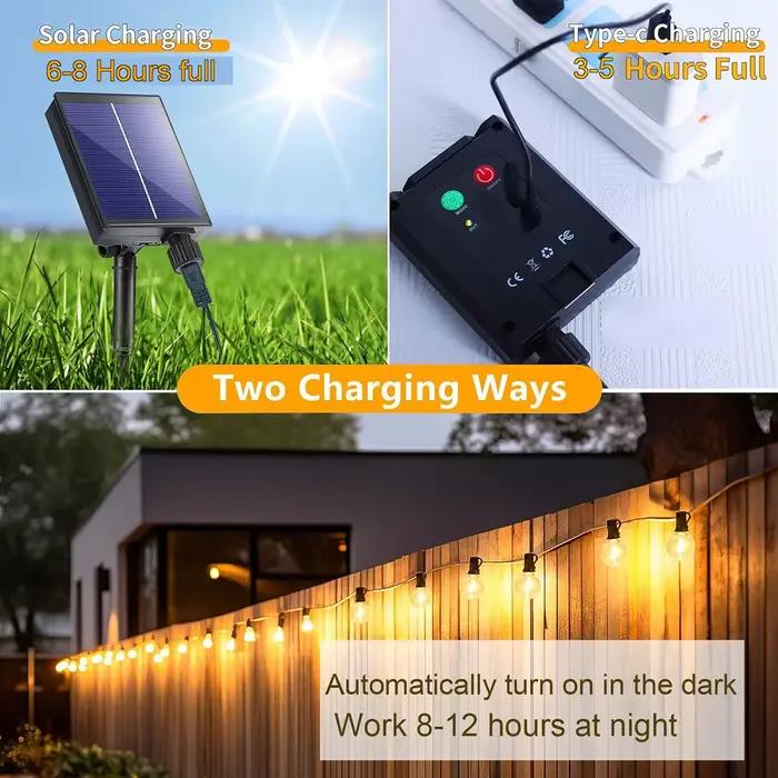 Guirlande solaire LED Globe G40, guirlande lumineuse féerique d'extérieur pour fête de noël, jardin,