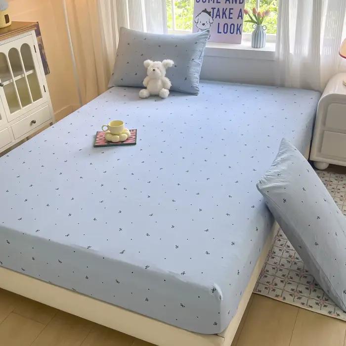 Ensemble de draps de lit à nœud Simple, drap-housse de princesse, couvre-lit antidérapant avec bande