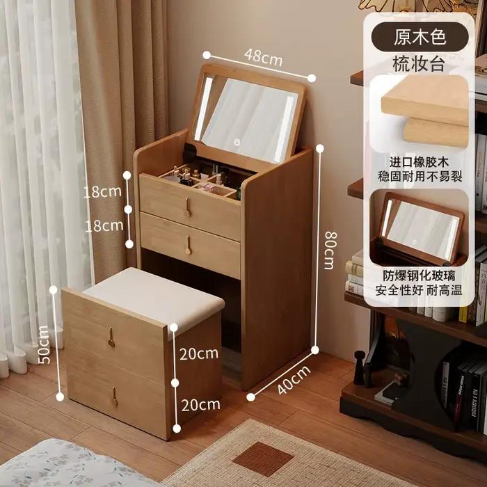Coiffeuse en bois pour femmes, tabouret décoratif, tiroirs de chambre à coucher, miroirs de maquilla