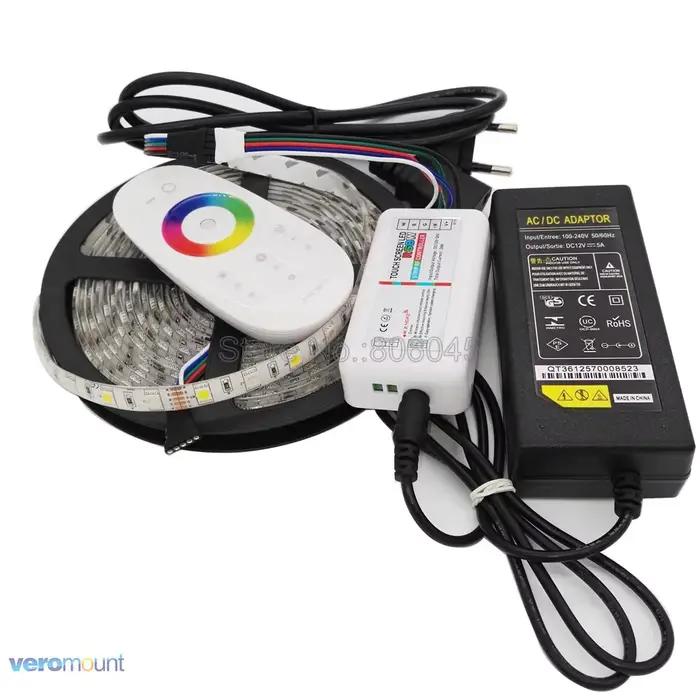 Ensemble de bandes LED étanches, 5m, 12V, 5050, RGBW, RGBWW, IP20, IP65, IP67, télécommande 2.4G, ad