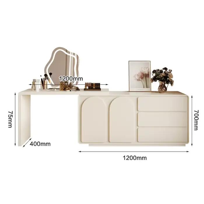 Coiffeuse télescopique moderne et minimaliste, avec armoire de rangement, miroir de maquillage, meub