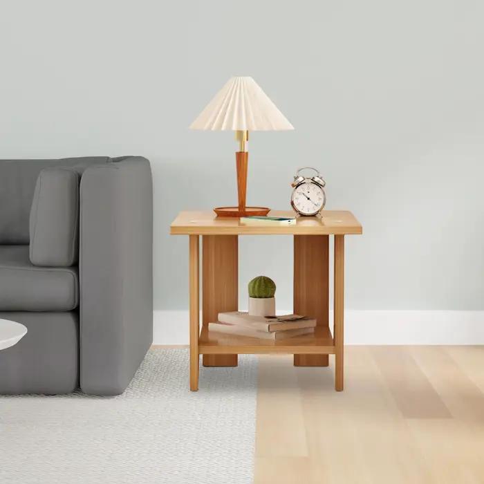 Table de chevet Double couche en bois, Simple et solide, pour Table, canapé, Table d'appoint, maison