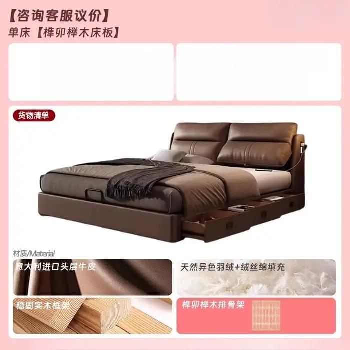 180x200cm 3 tiroirs cadres lits doubles en cuir Composite pleine taille King Size lits de chambre ju
