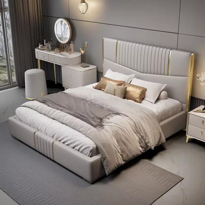 Meubles d'hôtel en bois massif, Design moderne de luxe de haute qualité, assemblage facile, lit Quee
