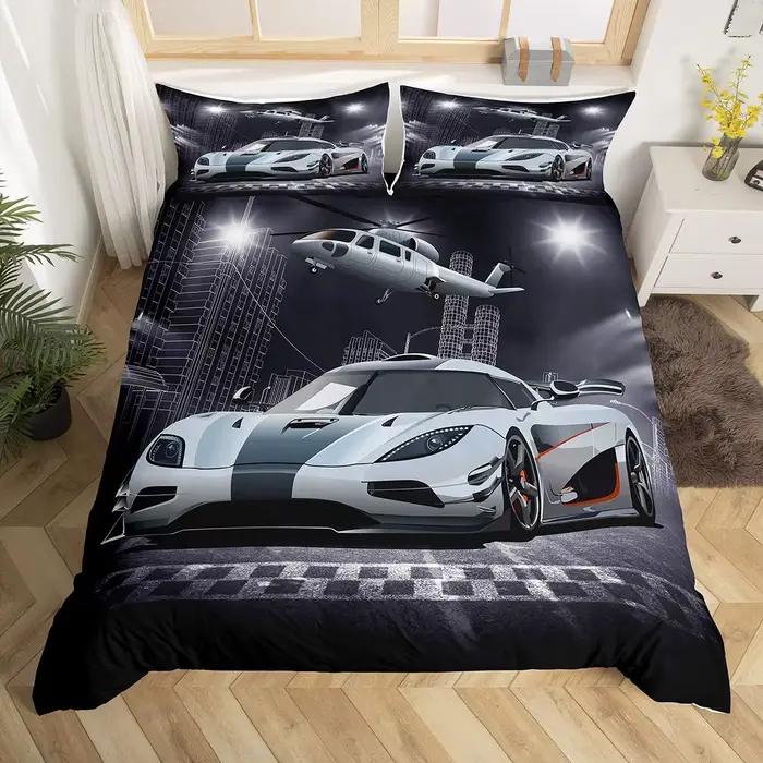 Parure de lit double pour voiture de sport pour garçons