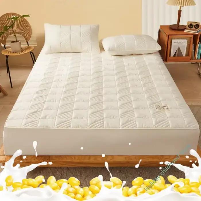 Drap-housse en fibre de soja couleur naturelle