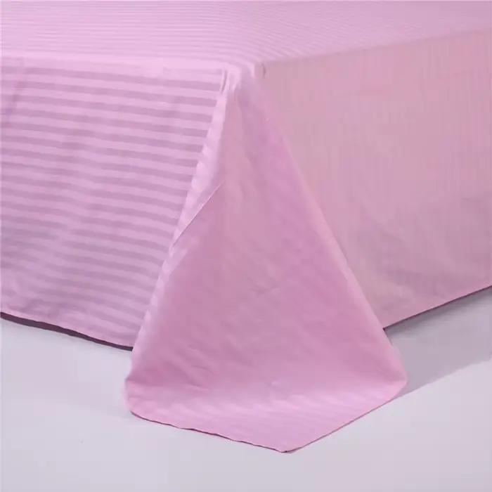 Drap de lit plat à rayures de couleur unie
