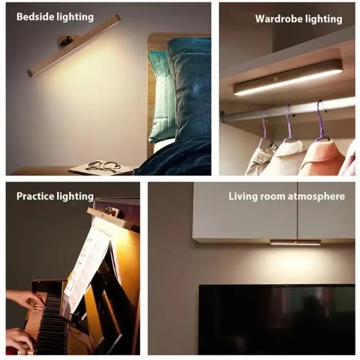 Lampe de chevet murale LED sans fil en bois