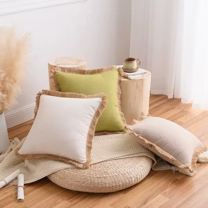 Housses de coussin en coton et lin