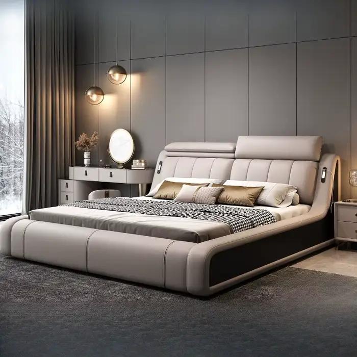 Cadre de couchage lit Unique minimaliste tables de chevet lit fantaisie tête de lit nordique Muebles Para dortoir chambre ensemble meubles