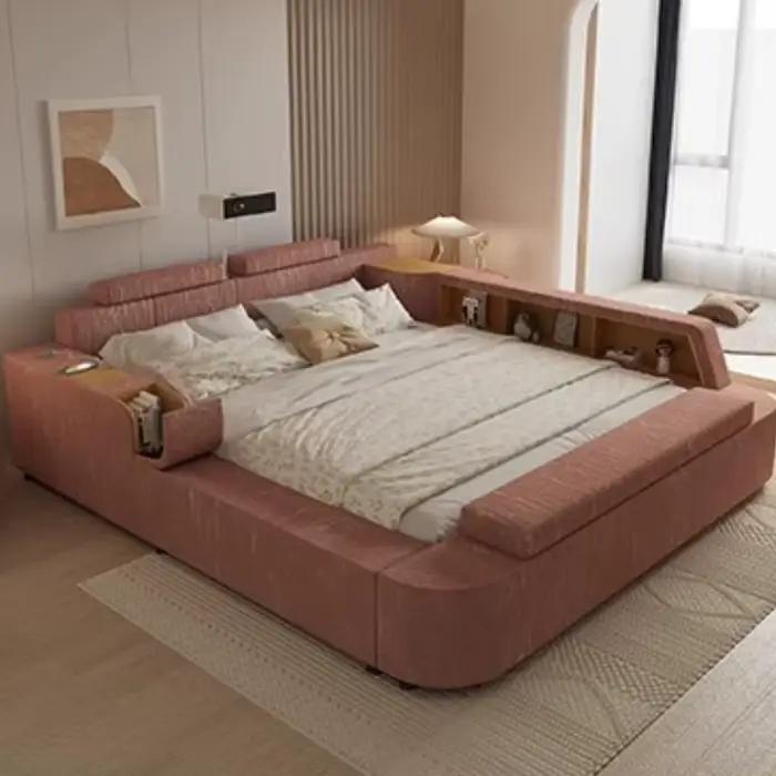 Cadre rembourré lit double rangement chambre commodes têtes de lit rangement de lit salon intelligent Muebles Para El Hogar meubles de maison