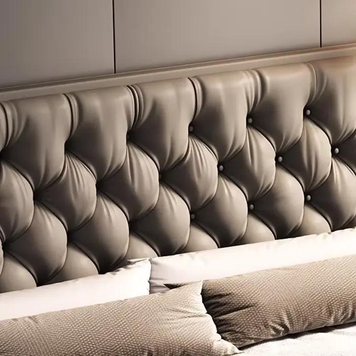 Tête de lit Double en cuir artificiel 180x200cm, cadre en bois, lit de chambre Queen pleine taille, meubles de luxe King Size