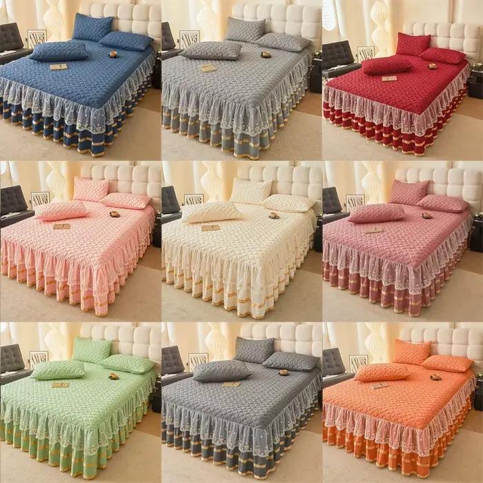 Jupe de lit de luxe en dentelle et coton