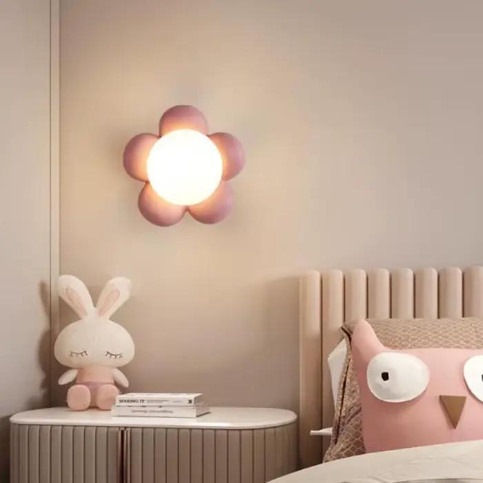 Chambre d'enfant mur LED lampe moderne résine corps fleur Style