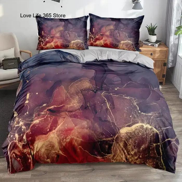 Ensemble de housse de couette classique en marbre 3D