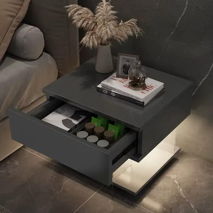 Table de chevet noire de rangement