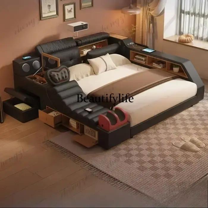 Lit double king size A182 noir avec tiroirs de rangement