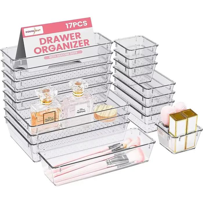 Organisateurs de tiroirs en plastique transparent