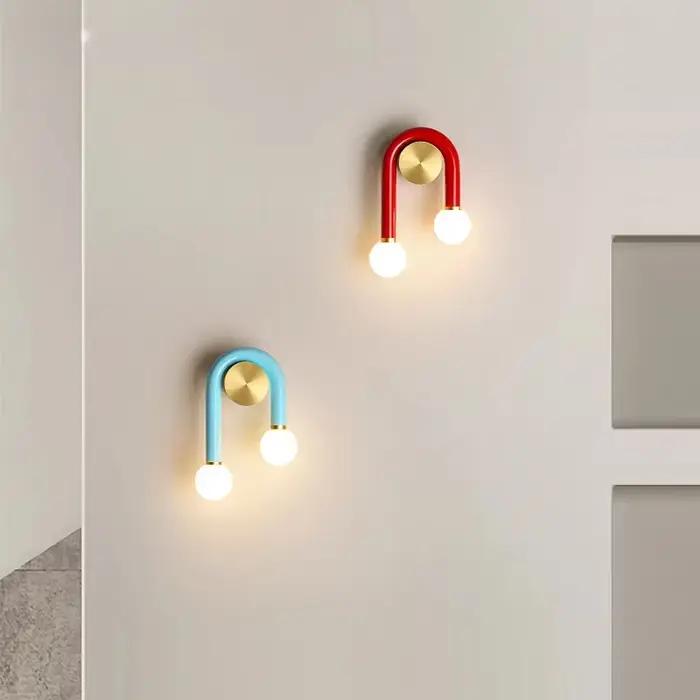 Applique Murale LED Moderne en Forme de U, Rouge, Bleu, Rose, Luminaire Décoratif d'Nik, Idéal pour une Chambre à Coucher, un Salon ou un Couloir