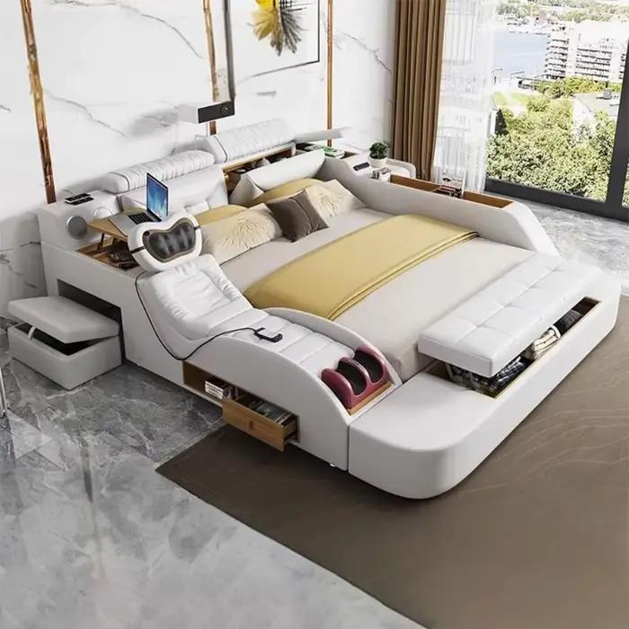 Lit intelligent multifonctionnel moderne pour 2 personnes | MEUBLES FUTURISTES | Lits en cuir véritable Tatami Ultimate