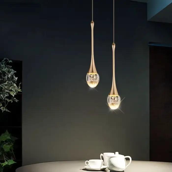 Lampes suspendues en cristal à bulles pour chambre à coucher, lampe de chevet d'hôtel, verre LED, lustres de plafond modernes, double