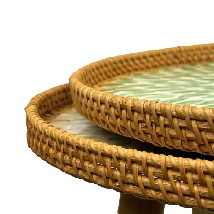 Table de bout ronde en rotin