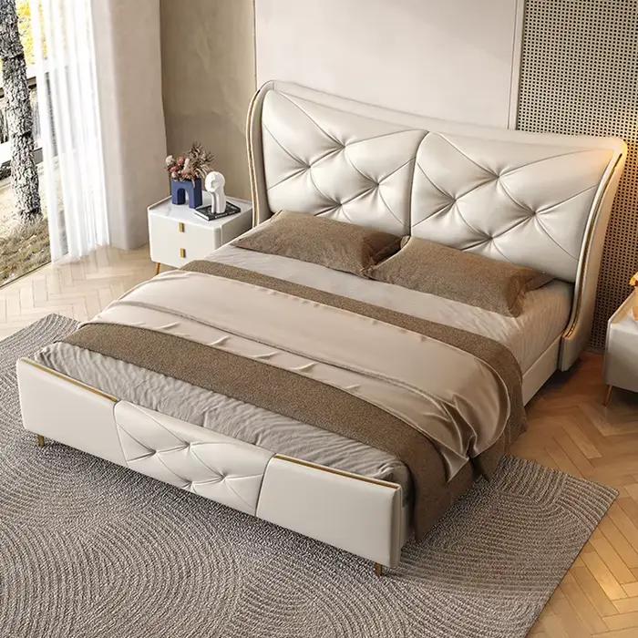 Lit en cuir de luxe léger 1.5 / 1 8 M lit Double chambre principale lit