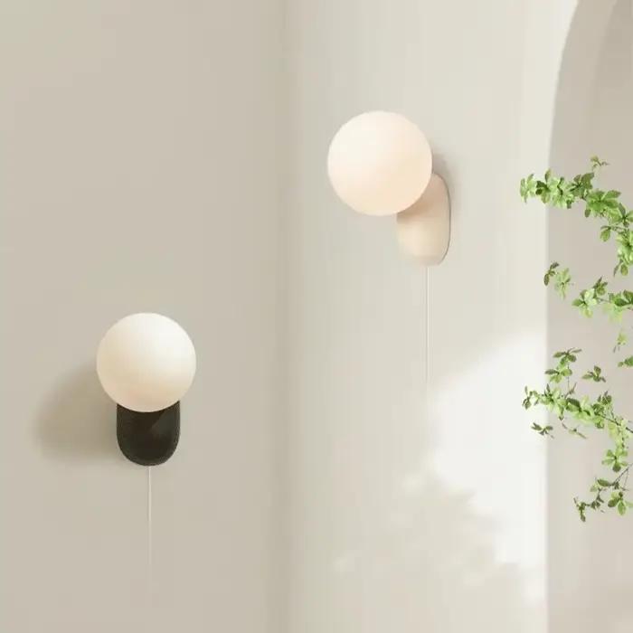 Petite crème minimaliste chambre chevet applique moderne Simple salon noir blanc LED lumières allée appliques murales décoratives