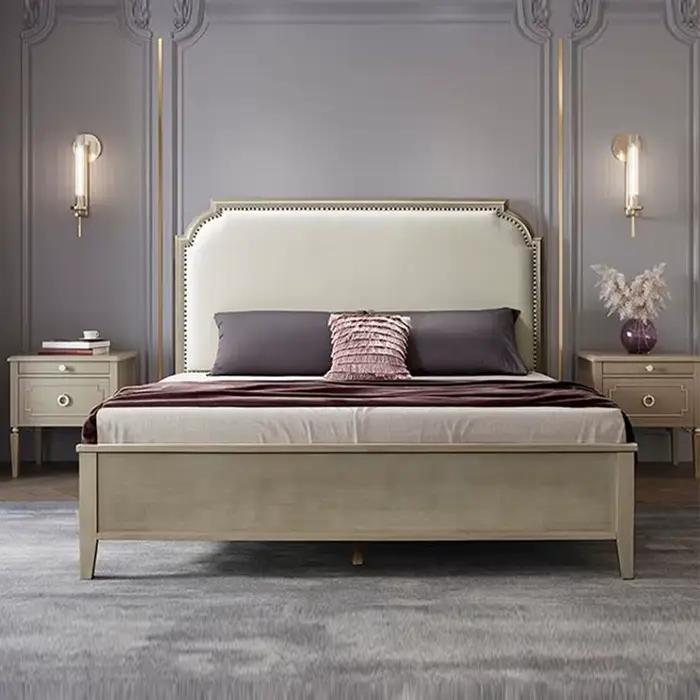 Lits à cadre De luxe tables De chevet minimalistes esthétiques lit double Queen Size nordique Cama De Lujo Para dortoir meubles De maison