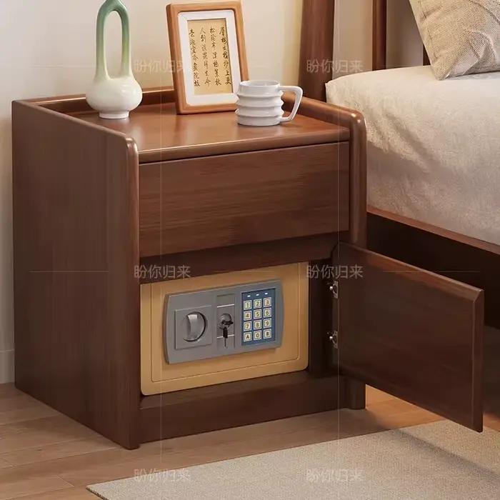 Table de chevet minimaliste sécurisée avec tiroirs