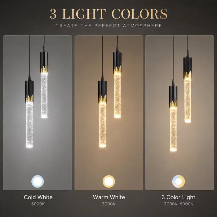 Suspension LED moderne en cristal noir et or
