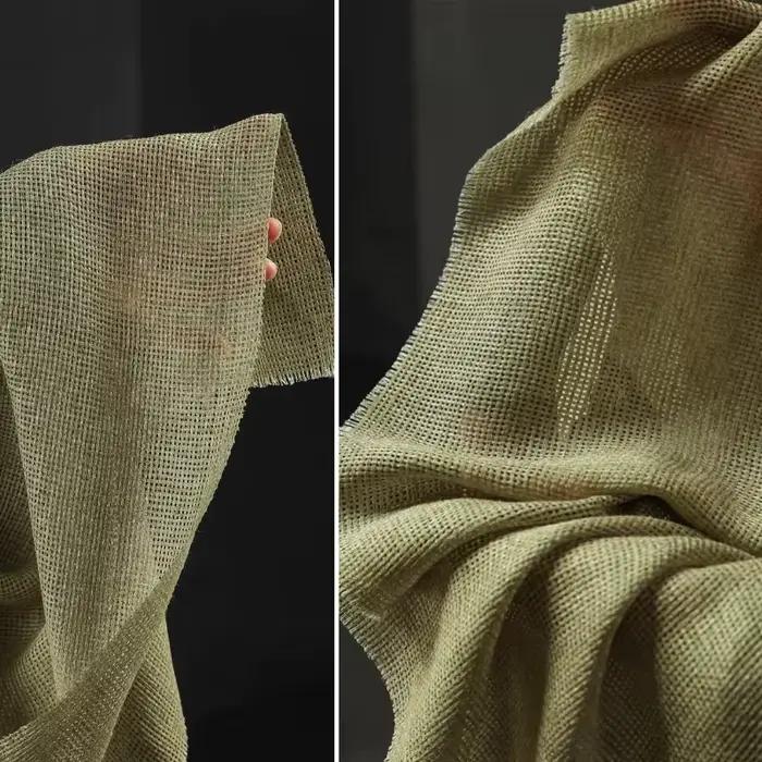 Tissu en gaze de coton et lin en détresse