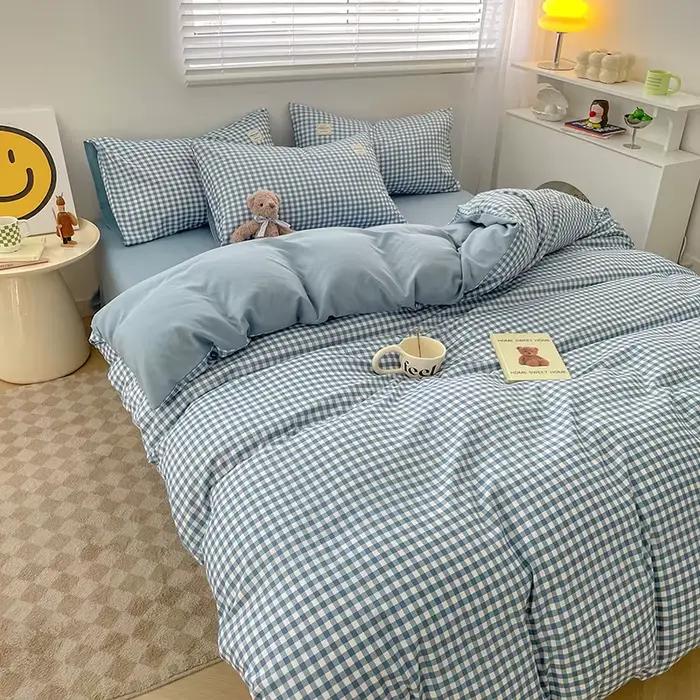 Housse de couette ensemble de lit lin pur coton quatre pièces