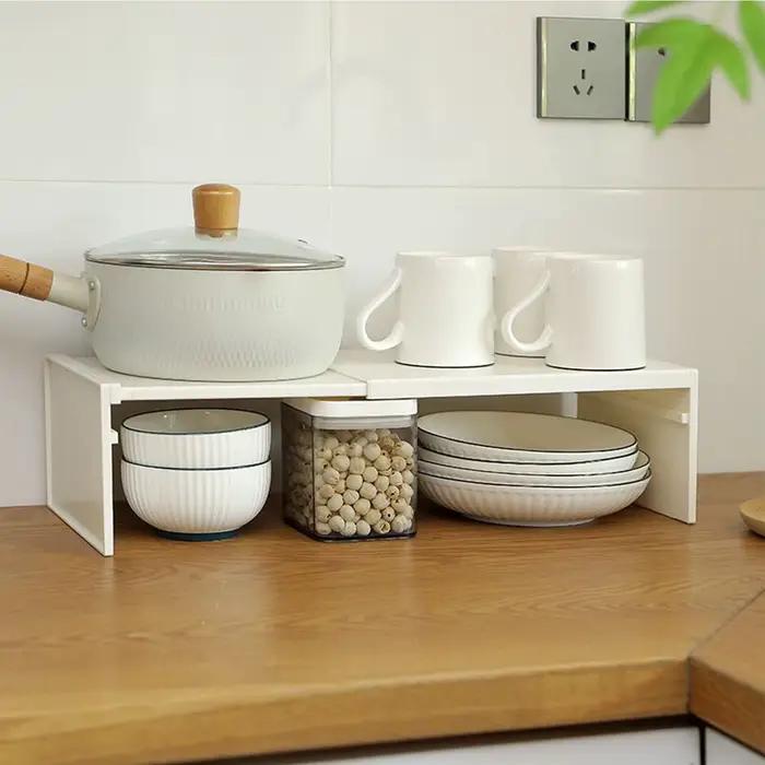 Étagère de rangement extensible et empilable pour armoire