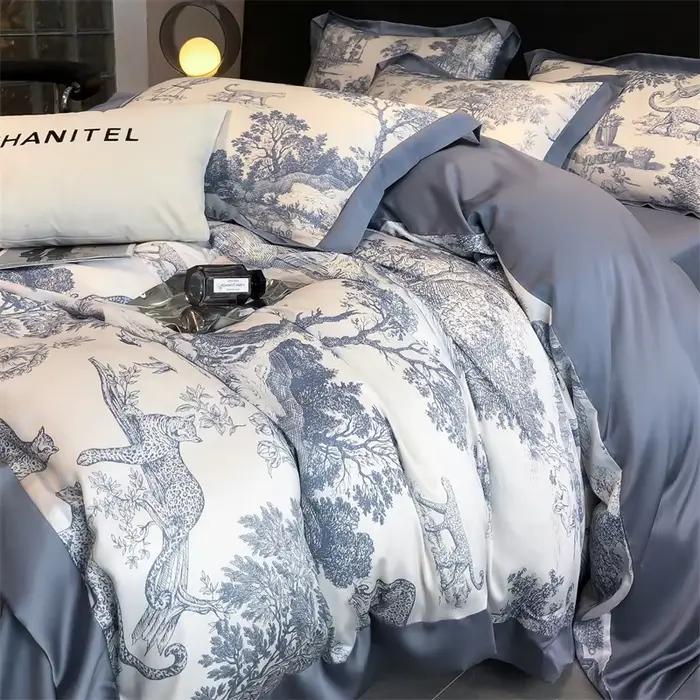 Svetanya Lyocell ensemble de literie plantes forestière imprimé léopard housse de couette ensembles draps taies d'oreiller sous-vêtements linge de lit