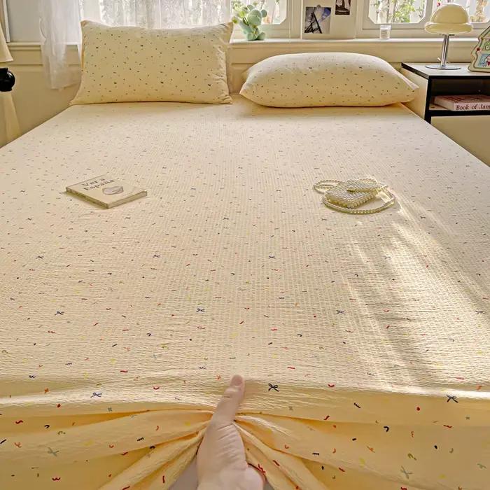 "Drap de lit en coton lavé de couleur unie