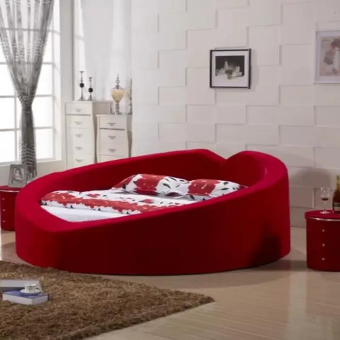 Lit Moderne en Tissu, Nouveau Lit Double Princesse Chinois pour Chambre à Coucher