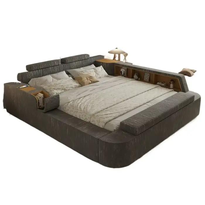 Cadre rembourré lit double rangement chambre commodes têtes de lit rangement de lit salon intelligent Muebles Para El Hogar meubles de maison