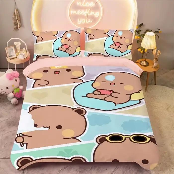 Parure de lit ours mignon 3D en microfibre