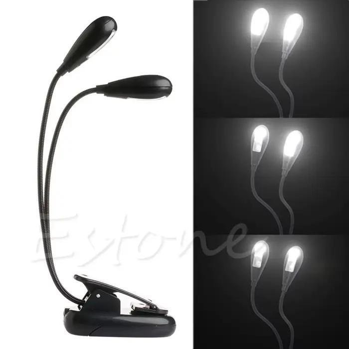 Flexible 2 Double Bras Clip Sur 4 LED 8 LED Lampe pour la Lecture de Livres Tablette