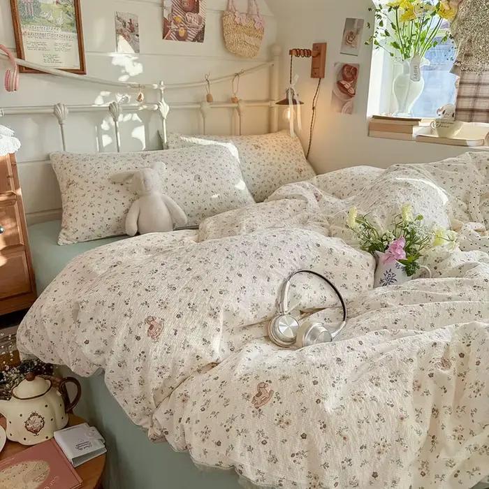 Parure de lit imprimée style Ins en coton pur