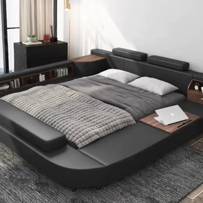 Hôtel luxe lit tiroir européen vanité espace stockage lit salon dormir Cama Inteligente Multifonctionnel meubles de maison