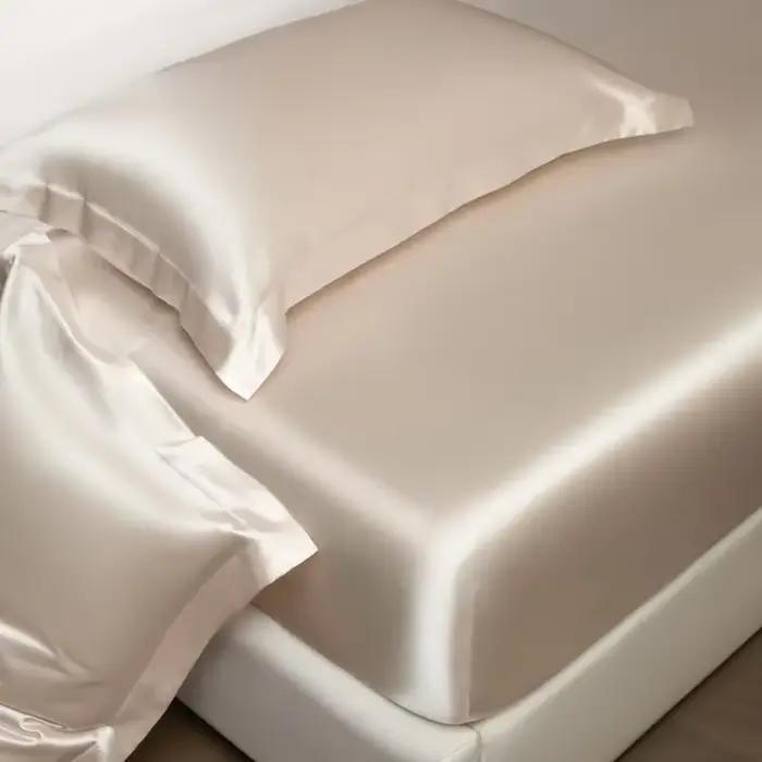 Ensemble de 3 draps en soie de mûrier 100% haut de gamme avec taie d'oreiller