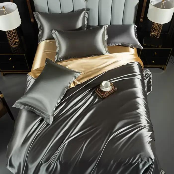 Parure de Lit Double Face A/B en Satin Soyeux
