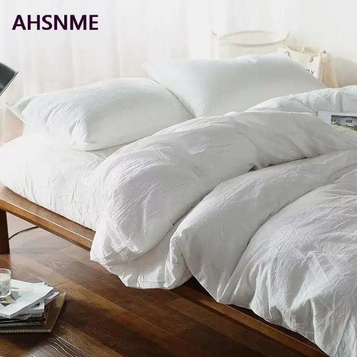 AHSNME 100% coton linge de lit Super doux literie couvre-lit Cool été blanc housse de couette